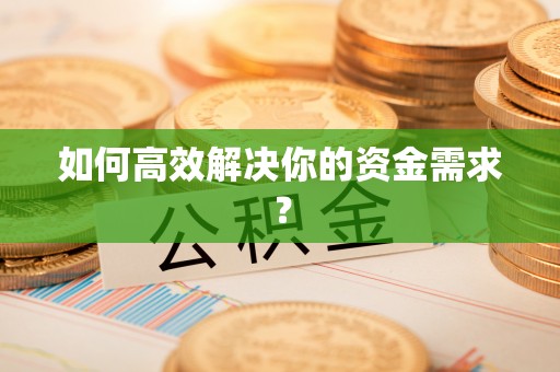 皇姑如何高效解决你的资金需求？