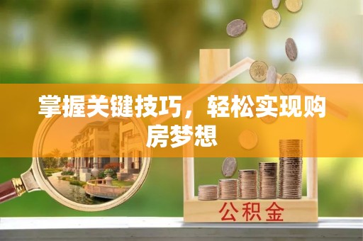 皇姑掌握关键技巧，轻松实现购房梦想