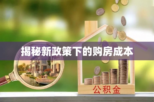 皇姑揭秘新政策下的购房成本