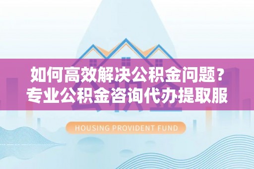 皇姑如何高效解决公积金问题？专业公积金咨询代办提取服务来帮你
